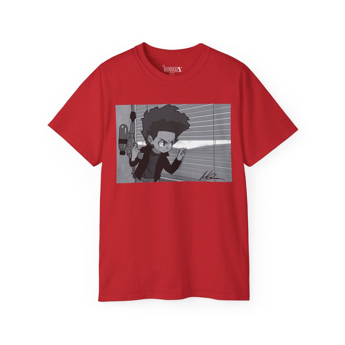 The Boondocks - Huey Packing Heat Black And White Eco Mens T Shirt