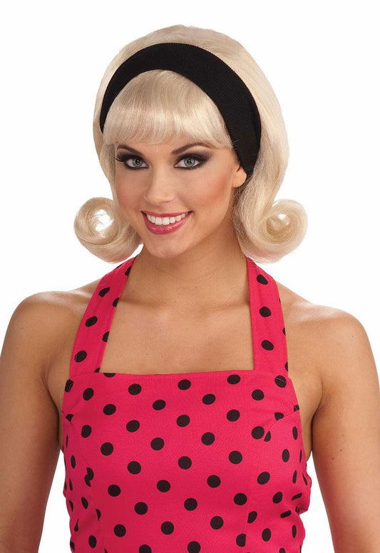 50's Blonde Flip Wig with Headband and Bangs