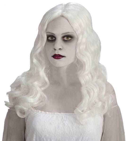 Womens Spirited Ghost Wig Long White Wavy Wig