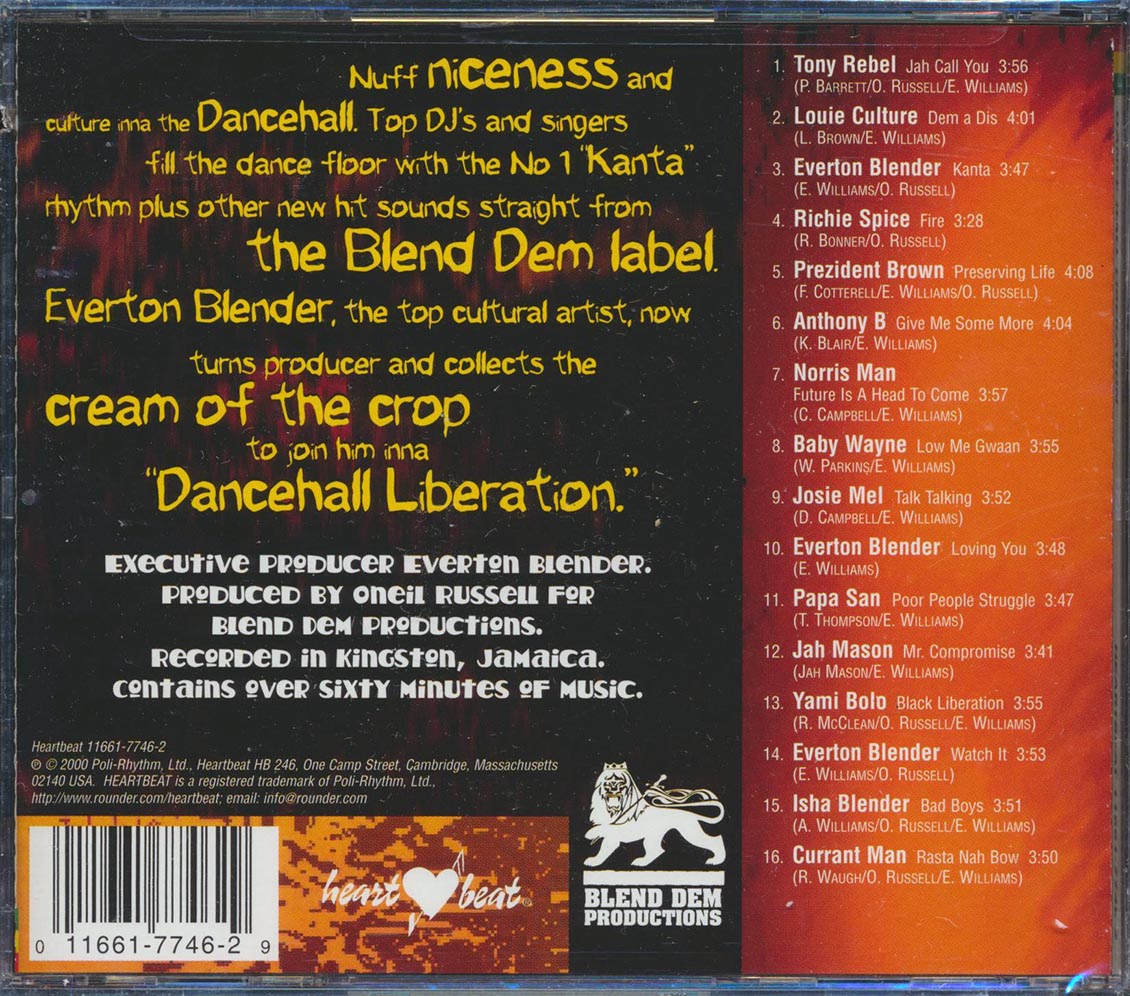 Richie Spice, Jah Mason, Tony Rebel, Everton Blender, Etc. - Dancehall Liberation Music CD