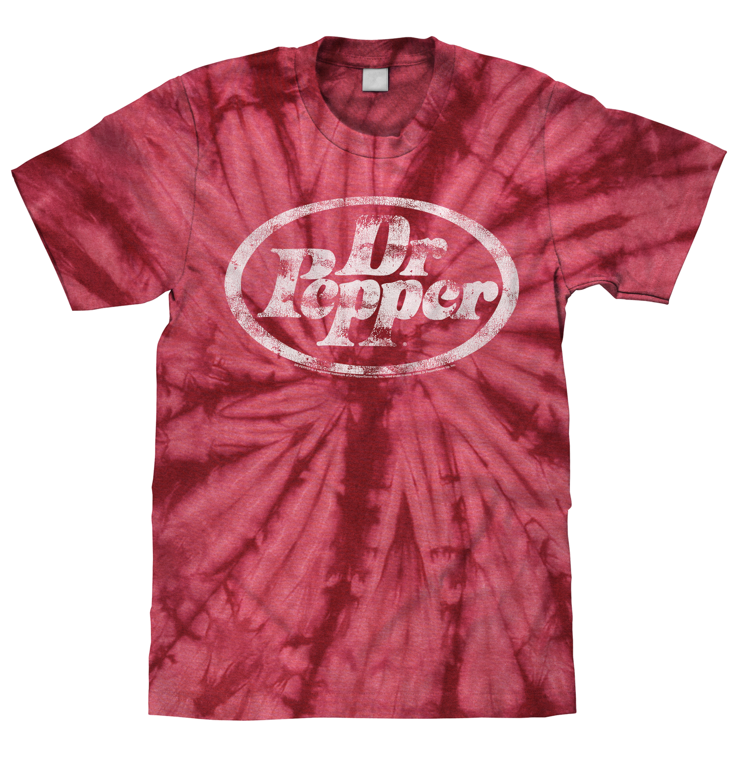 Dr. Pepper Tie Dye Mens T Shirt Officially Licensed Crimson Red Tie Dye