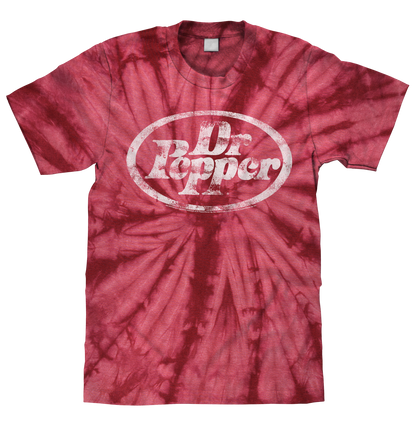 Dr. Pepper Tie Dye Mens T Shirt Officially Licensed Crimson Red Tie Dye