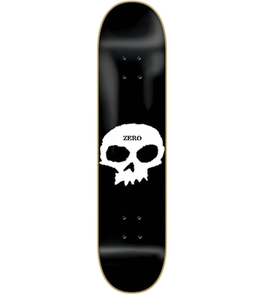 Zero Single Skull Skateboard Deck - 7.25" Black/White
