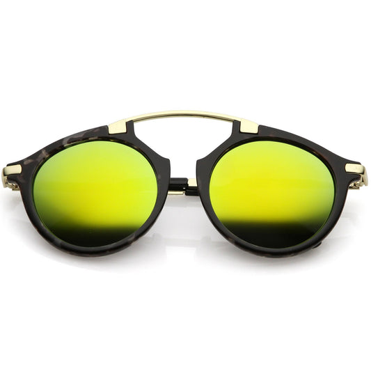 Arched Marble Pattern P3 Mirrored Lens Round Sunglasses A218