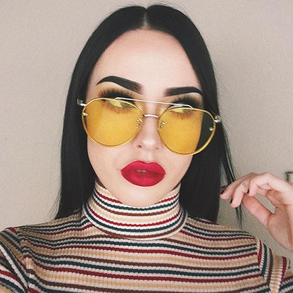 Retro Modern Rimless Flat Color Lens Aviator Sunglasses A826