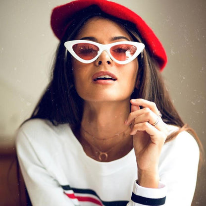 Women's Retro Side Angle Cat Eye Color Lens Sunglasses C510