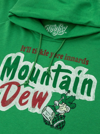 It'll Tickle Your Innards Mt Dew Pullover Hooded Sweatshirt Hoodie Officially Licensed - Green
