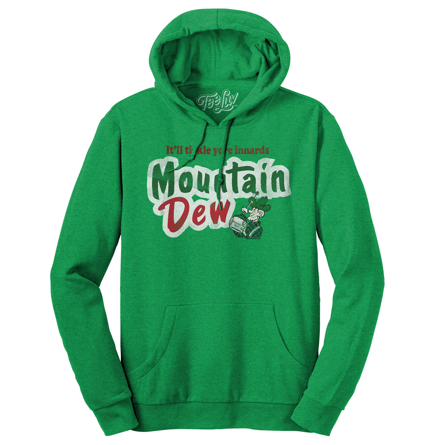 It'll Tickle Your Innards Mt Dew Pullover Hooded Sweatshirt Hoodie Officially Licensed - Green