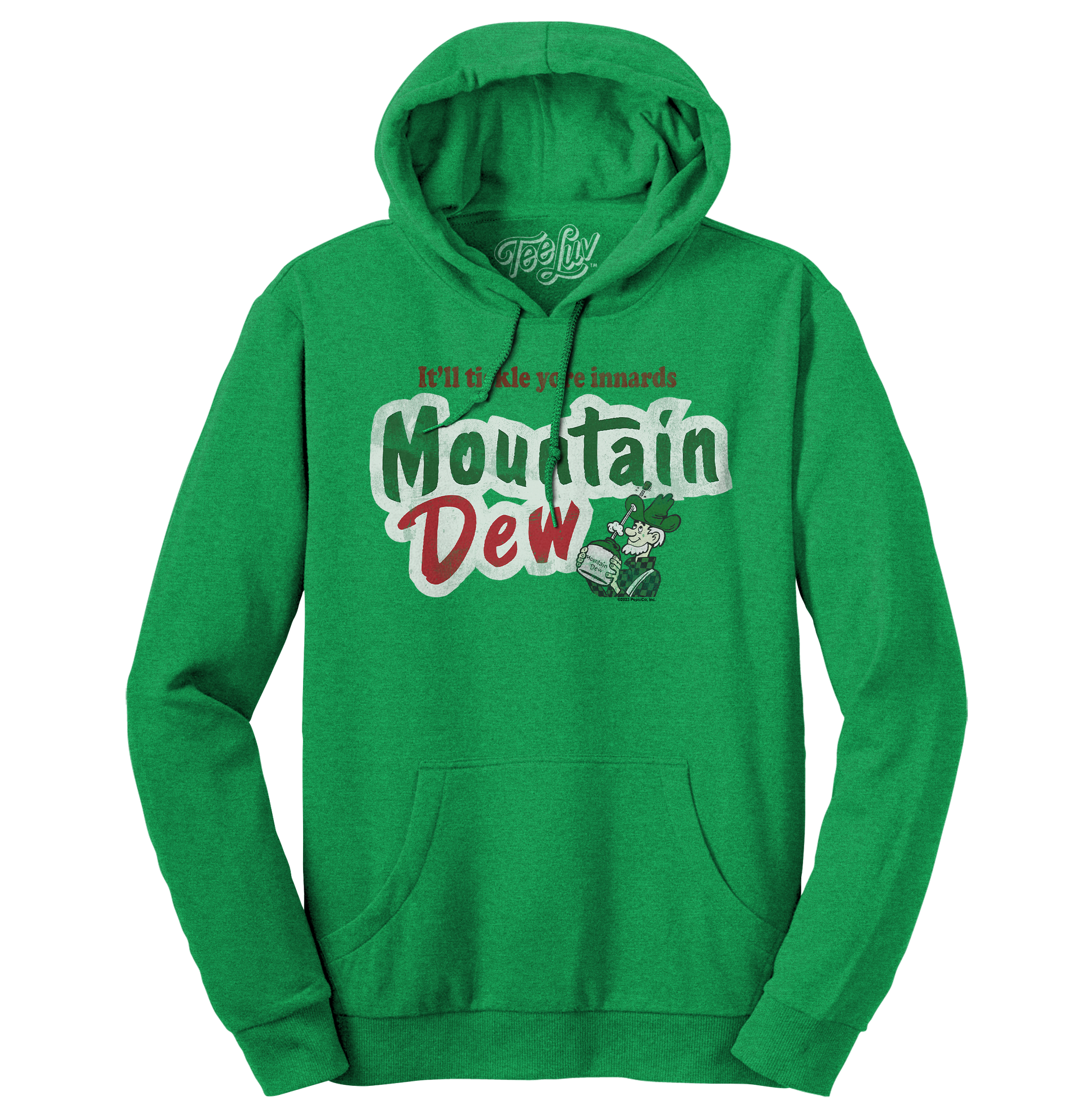 It'll Tickle Your Innards Mt Dew Pullover Hooded Sweatshirt Hoodie Officially Licensed - Green