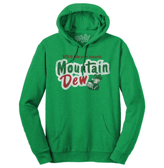 It'll Tickle Your Innards Mt Dew Pullover Hooded Sweatshirt Hoodie Officially Licensed - Green