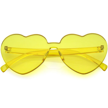 Women's Heart Shape Color Tone Monoblock Sunglasses C578
