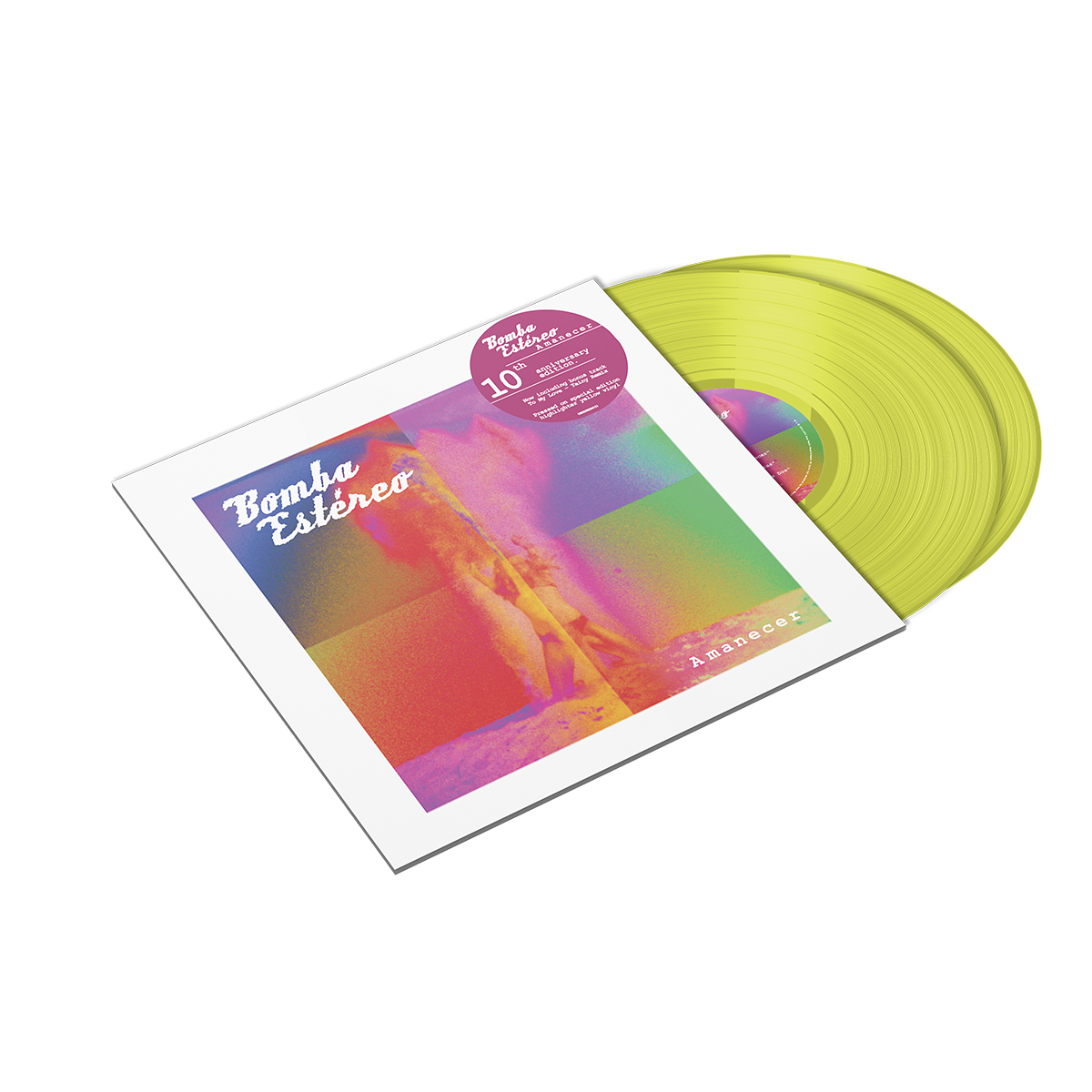 Bomba Estereo - Amanecer 10 Year Anniversary Highlighter Yellow Vinyl Record 2 LP