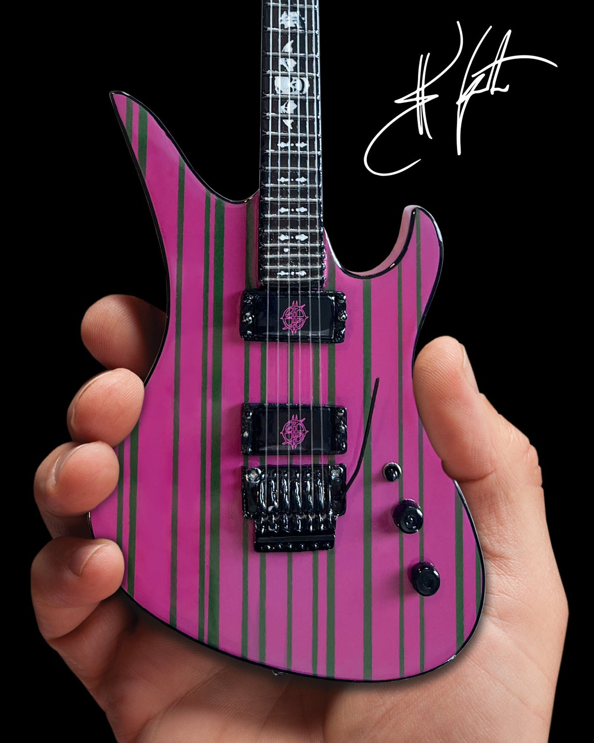 Officially Licensed Synyster Gates Purple & Green Schecter Mini Guitar from Avenged Sevenfold