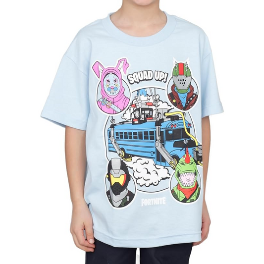 Fortnite Bus Crew Light Blue Youth T-shirt