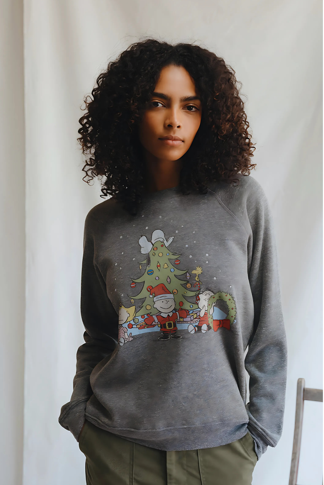 Peanuts Christmas Womens Sweatshirt Grey