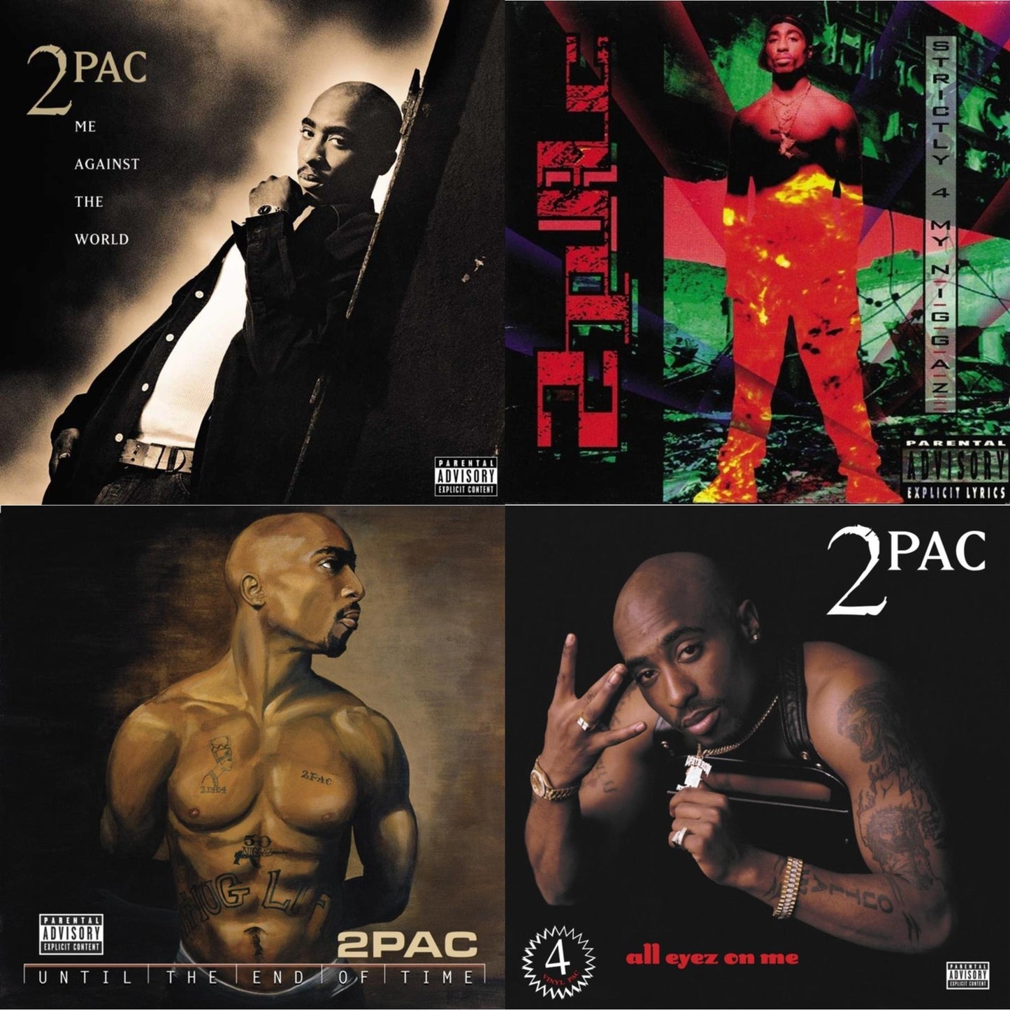 2Pac - Until The End Of Time(X) (4LP) & All Eyez On Me (4LP) & Me Against The World (2LP) & Strictly 4 My N.I.G.G.A.Z. (2 LP)