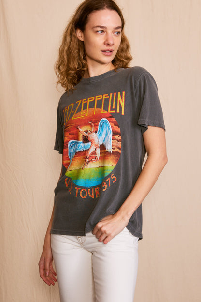 Led Zeppelin 'U.S Tour 1975' Sunkissed Womens Tee Shirt Grey