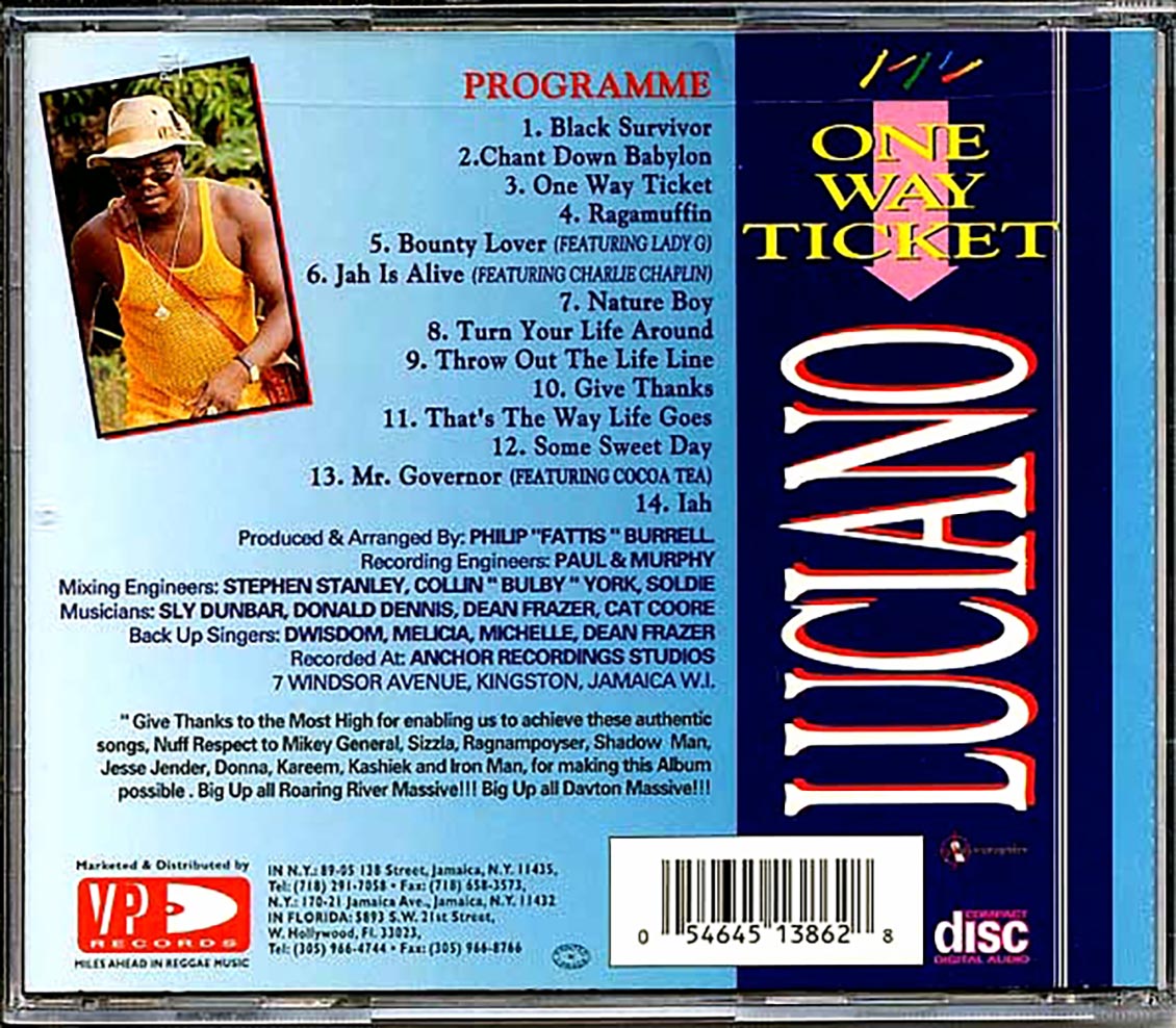 Luciano - One Way Ticket Music CD