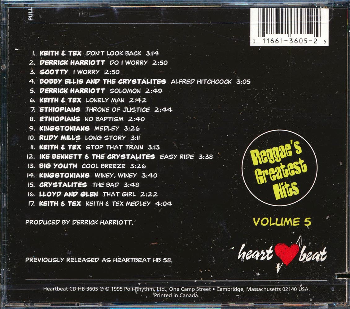 Scotty, The Ethiopians, The Crystalites, Keith & Tex, Etc. - Reggae's Greatest Hits 5 (marked/ltd stock) Music CD