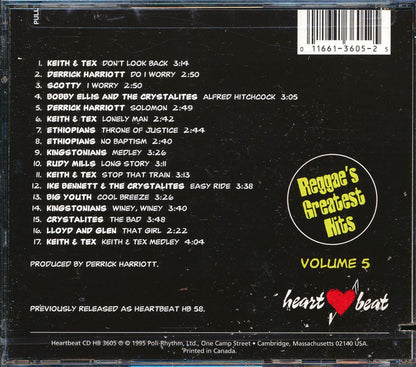 Scotty, The Ethiopians, The Crystalites, Keith & Tex, Etc. - Reggae's Greatest Hits 5 (marked/ltd stock) Music CD