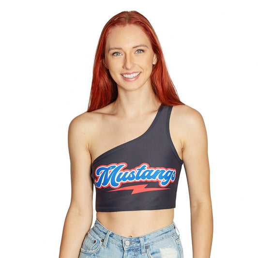 SMU Mustangs Lightning Womens One Shoulder Tank Top Officially Licensed