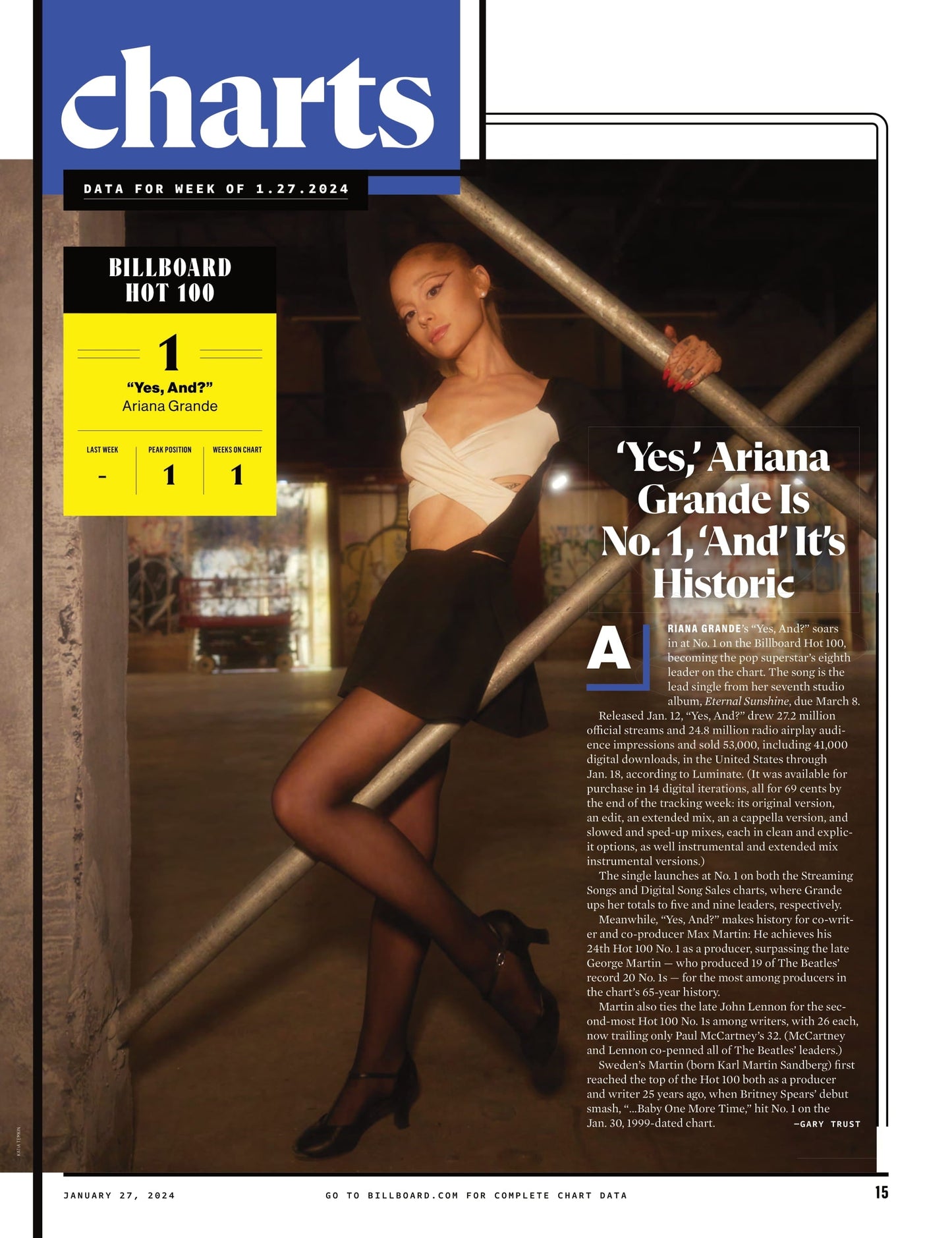 Billboard - 24.01.27 Edition: Power 100 Leaderboard, Industry's Top Leaders Reflect On Taylor Swift, Grammy Preview, Noah Kahan, Coco Jones, Miley Cyrus, Ariana Grande's Yes, And?, Layoffs & More!