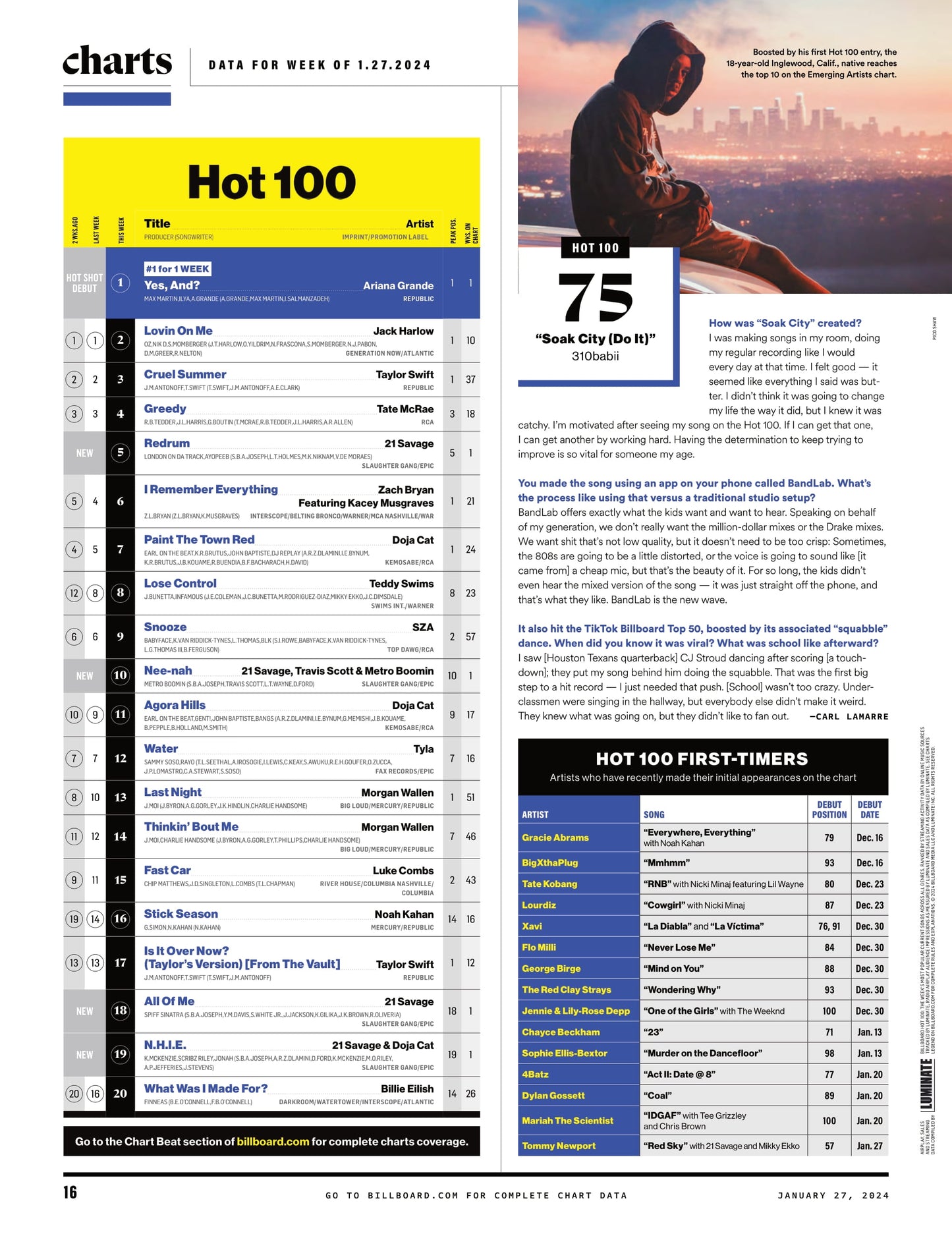 Billboard - 24.01.27 Edition: Power 100 Leaderboard, Industry's Top Leaders Reflect On Taylor Swift, Grammy Preview, Noah Kahan, Coco Jones, Miley Cyrus, Ariana Grande's Yes, And?, Layoffs & More!