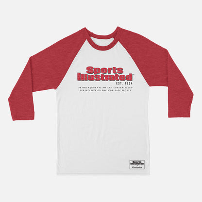 Sports Illustrated SI Retro Logo Raglan Mens T Shirt White Red