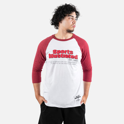 Sports Illustrated SI Retro Logo Raglan Mens T Shirt White Red