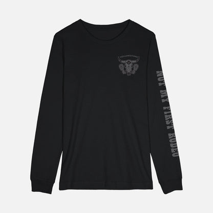 Yellowstone Bull Skull Mens Long Sleeve Shirt Black