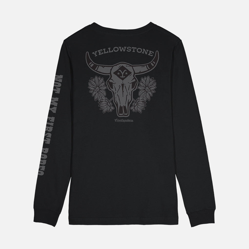 Yellowstone Bull Skull Mens Long Sleeve Shirt Black