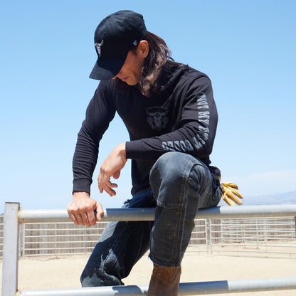 Yellowstone Bull Skull Mens Long Sleeve Shirt Black