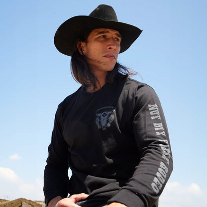 Yellowstone Bull Skull Mens Long Sleeve Shirt Black