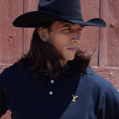 Yellowstone Big Y Embroidered Pique' Mens Polo Shirt Black
