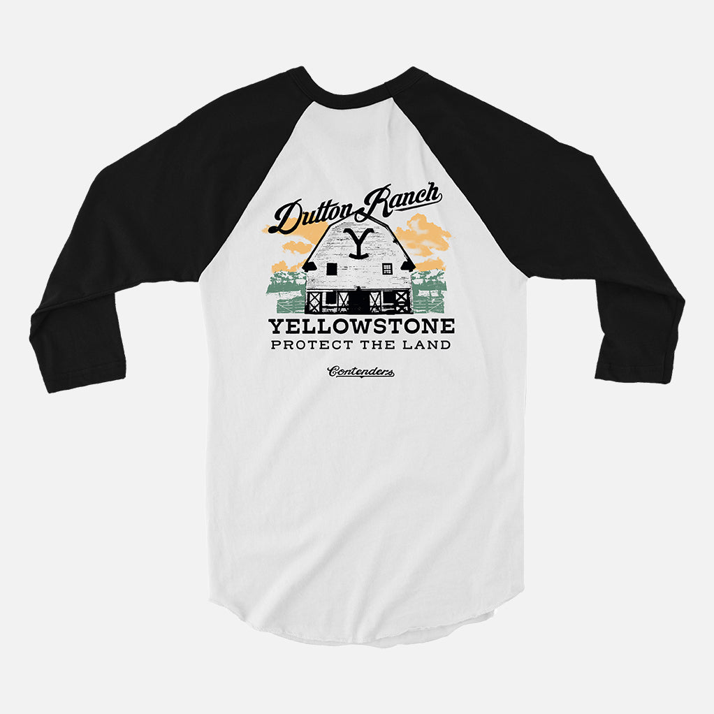 Yellowstone The Ranch Mens Raglan T Shirt White Black