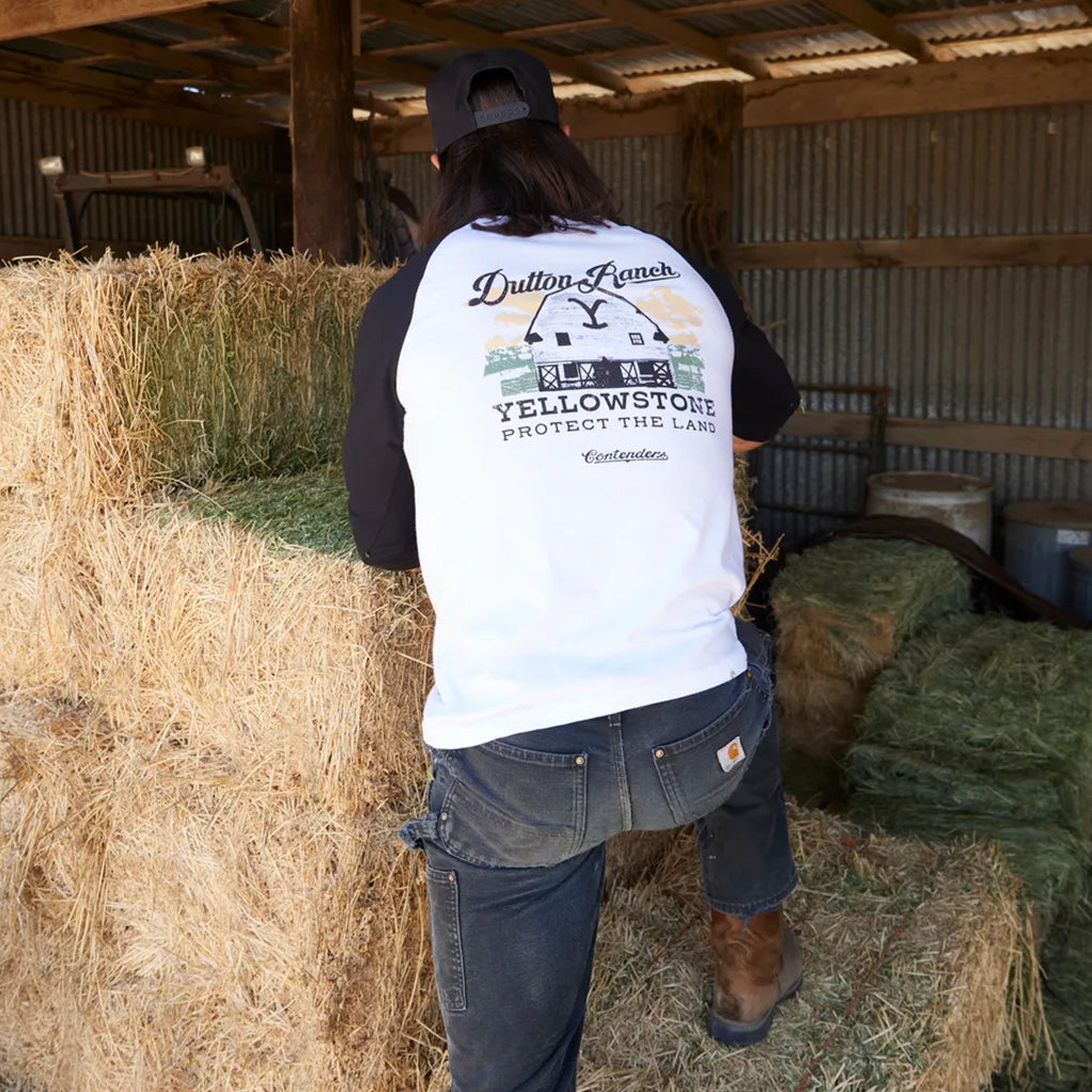 Yellowstone The Ranch Mens Raglan T Shirt White Black