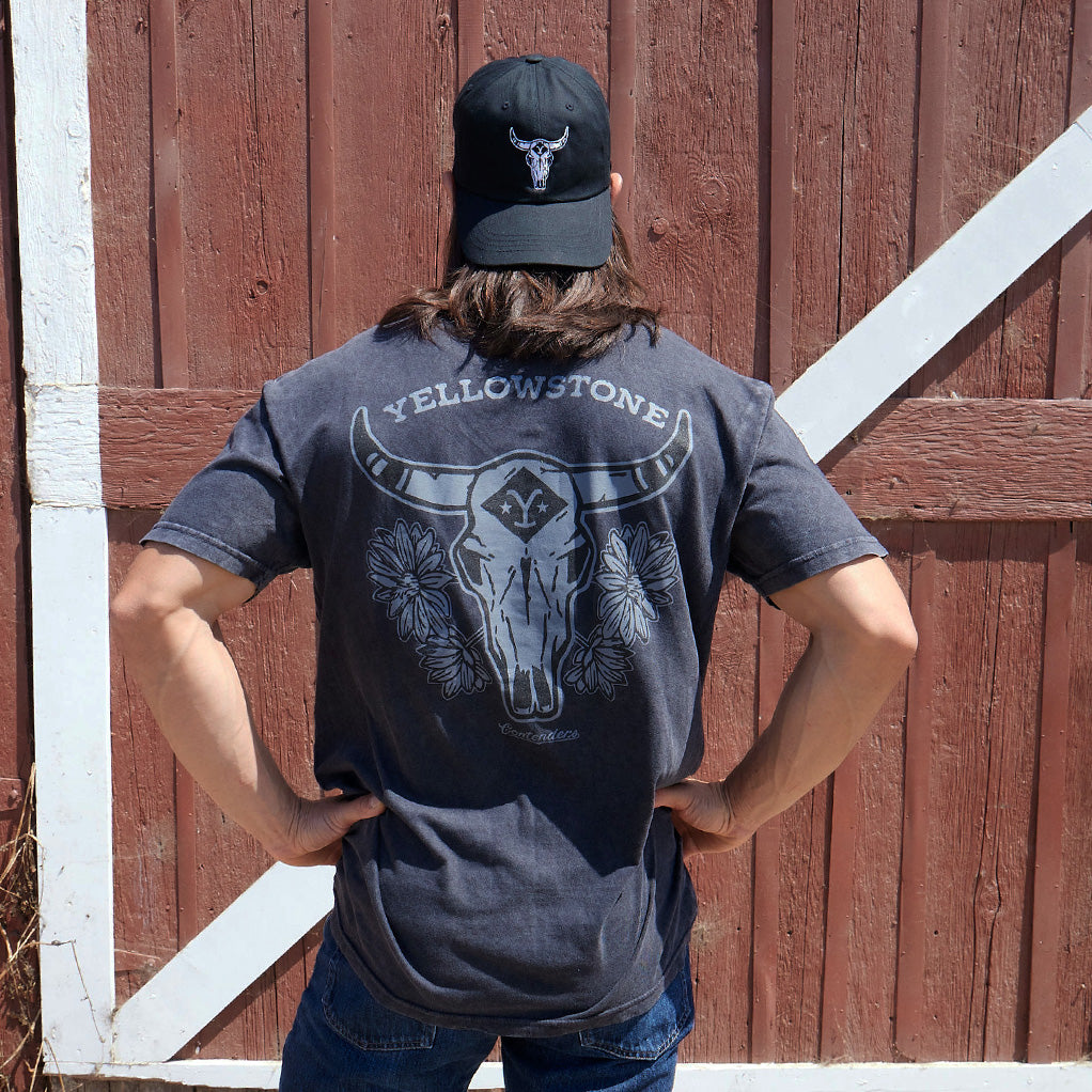 Yellowstone Bull Skull Vintage Mens T Shirt