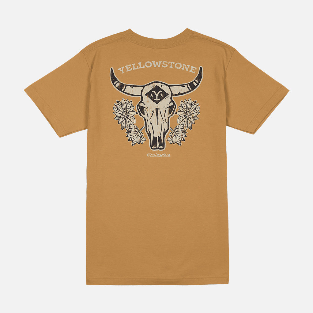 Yellowstone Bull Skull Vintage Mens T Shirt