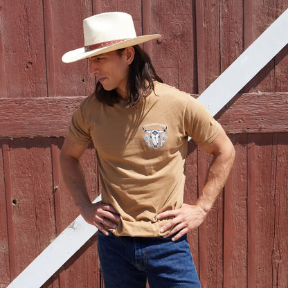 Yellowstone Bull Skull Vintage Mens T Shirt