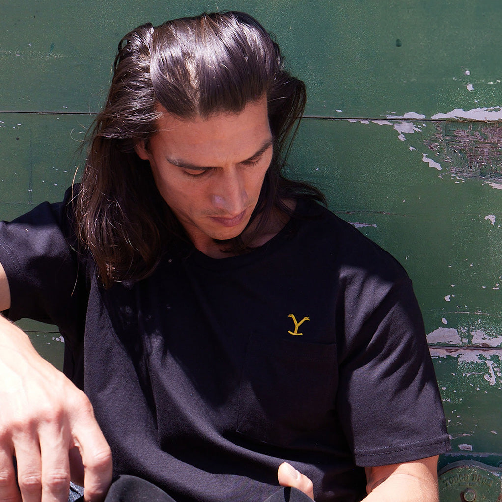 Yellowstone Big Y Embroidered Pocket Mens T Shirt Black