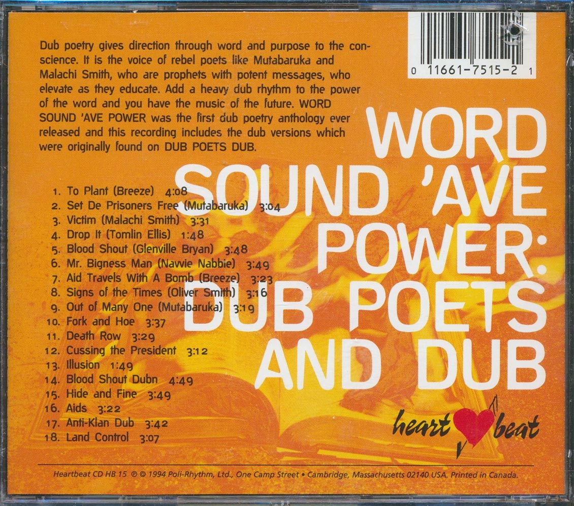 High Times Players, Mutabaruka, Breeze, Malachi Smith, Etc. - Word Soun 'Ave Power + Dub Poets & Dub (2 albums on 1 CD) (marked/ltd stock) Music CD