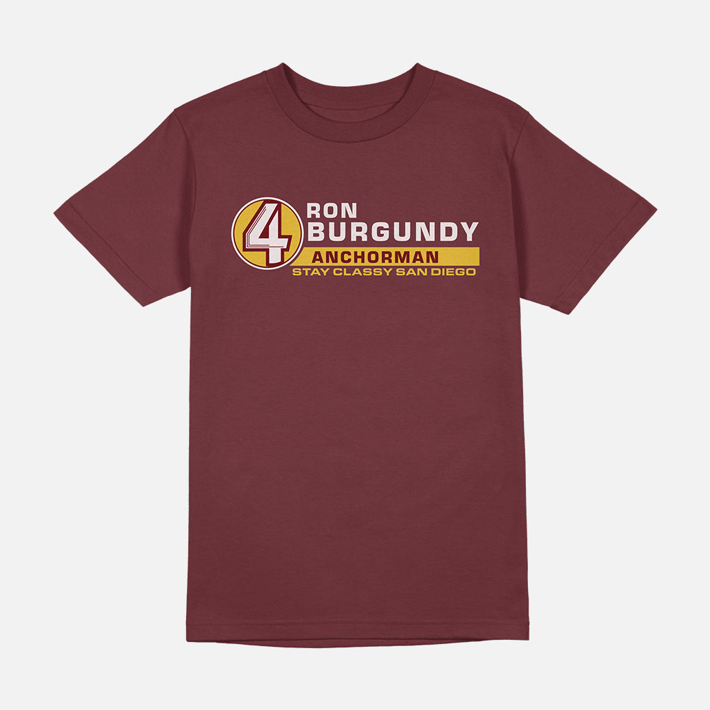 Anchorman The Anchormen Ron Mens T Shirt Maroon