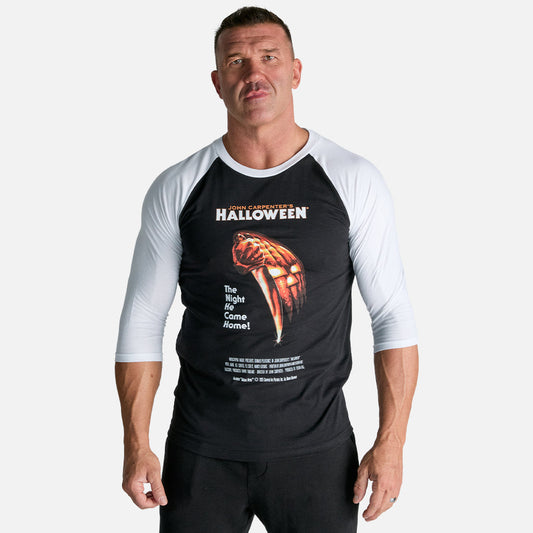 Halloween Poster Mens Raglan T Shirt White Black