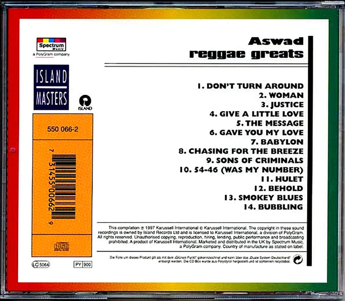 Aswad - Reggae Greats Music CD