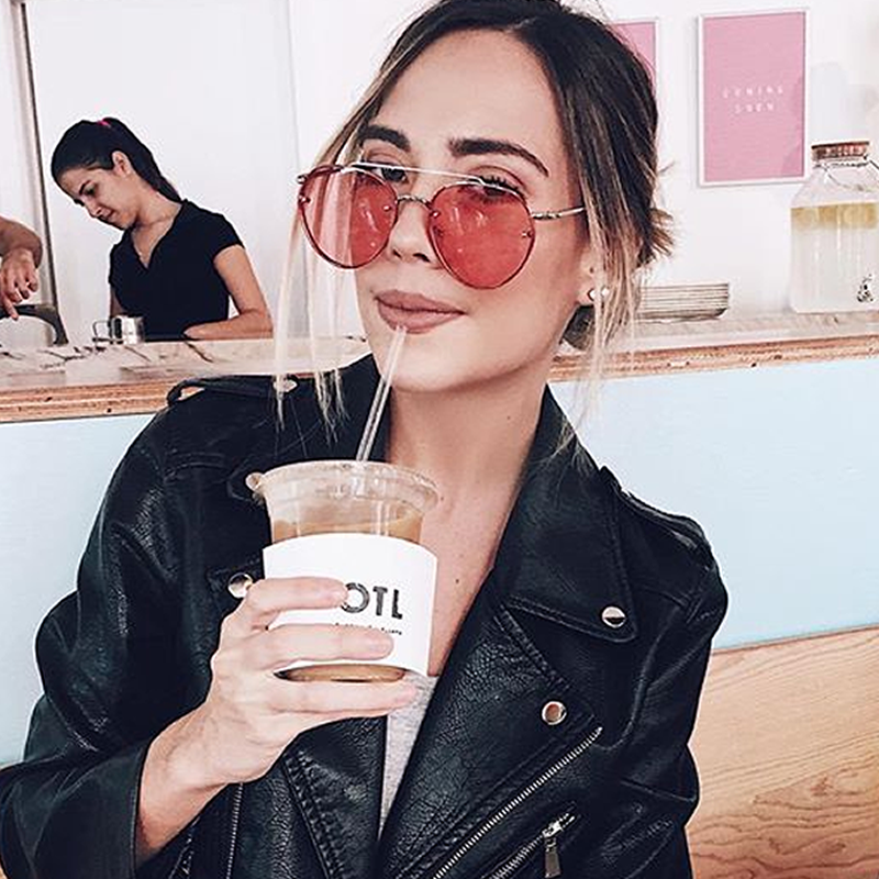 Retro Modern Rimless Flat Color Lens Aviator Sunglasses A826