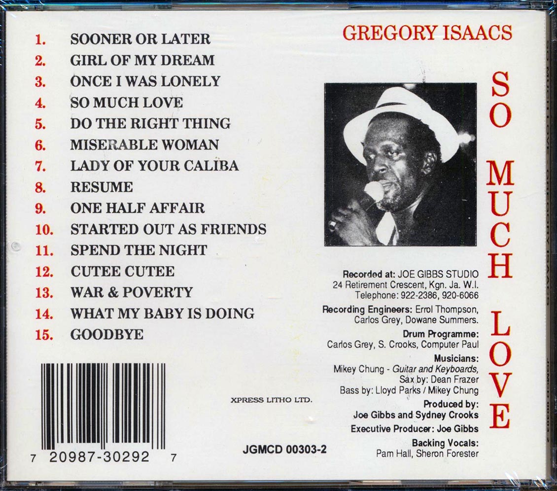 Gregory Isaacs - So Much Love Music CD