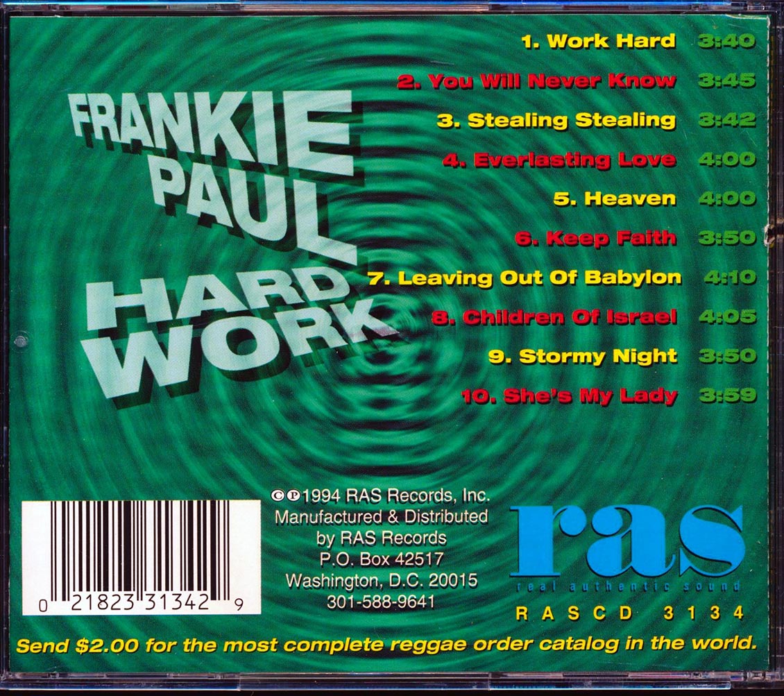 Frankie Paul Hard Work marked/ltd stock Music CD