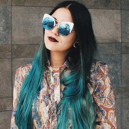 Oversize Flat Lens Round Cat Eye Mirror Lens Sunglasses A175