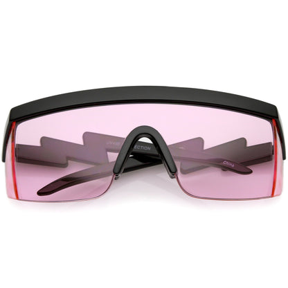 Retro Flat Top Color Tone Half Frame Goggle Shield Sunglasses C546