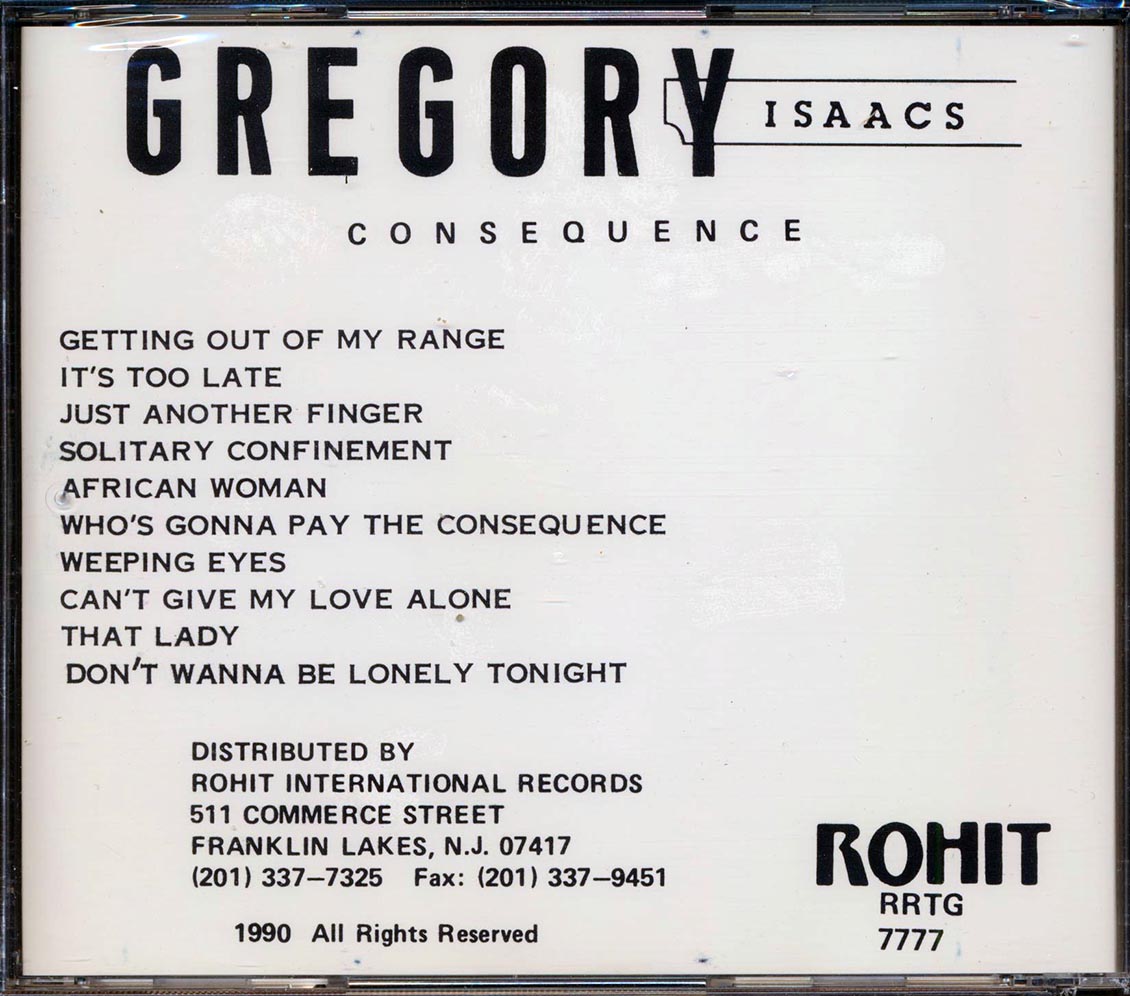 Gregory Isaacs - Consequence Music CD